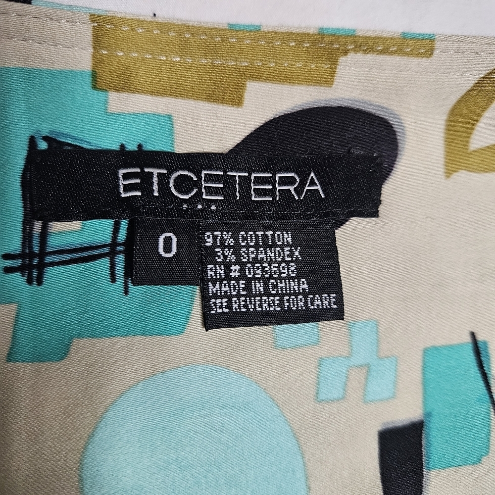 Etcetera Abstract Print Pleated Button Front Skir… - image 3